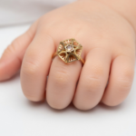 21 Carat Gold Baby Ring – Hexagon Openwork Design | 0.690g - Image 2