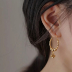 21K Gold Hoop Earrings with Jhumka Drop – 3.180g - Image 2