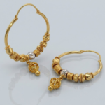 21 Carat Gold Mixed Bead Filigree Drop Hoops | 3.930g