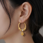 21 Carat Gold Mixed Bead Filigree Drop Hoops | 3.930g - Image 2