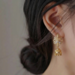 21 Carat Gold Two-Tone Filigree Jhumka Earrings | 4.860g - Image 2