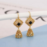 21 Carat Gold Black Stone Jhumka Earrings | 6.850g