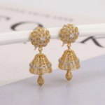 21 Carat Gold Two-Tone Zirconia Jhumka Earrings | 7.050g