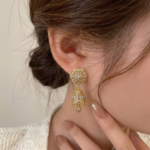 21 Carat Gold Two-Tone Zirconia Jhumka Earrings | 7.050g - Image 2