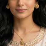 21K Gold Diamond Flower Locket & Earring Set | 11g - Image 2