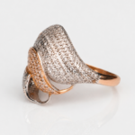 21K Two-Tone Gold Pave Diamond Dome Ring | 6.450g