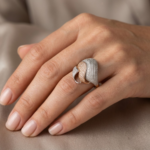 21K Two-Tone Gold Pave Diamond Dome Ring | 6.450g - Image 2