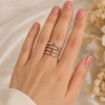 21K Rose Gold Multi-Row Diamond & Sapphire Ring | 7.270g - Image 2