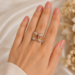 21K Rose Gold Flower Ring with Brown Diamond Center | 5.320g - Image 2