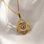 21 Carat Gold Two-Tone Square Flower Filigree Locket Pendant | 2.880g