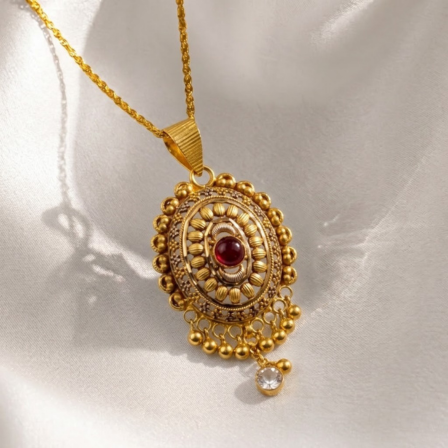 website images (4) 21 Carat Gold Antique Ruby and Zirconia Drop Locket Pendant | 4.530g - Image 1