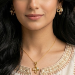 21K Gold Diamond Teardrop Loop Locket & Stud Earring Set | 3.400g - Image 2