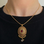 21 Carat Gold Antique Ruby and Zirconia Drop Locket Pendant | 4.530g - Image 2