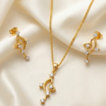 21K Gold Diamond Vine Leaf Locket & Earring Set | 3.460g