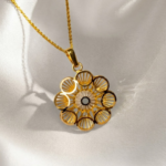 21 Carat Gold Two-Tone Wheel Flower Filigree Locket Pendant | 2.310g