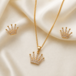 21 Carat Gold-Tone Queen Crown Crystal Jewelry Set for Women