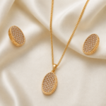 21 Carat Gold-Tone Oval Crystal Monogram Jewelry Set for Women