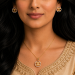 21 Carat Gold-Tone Circular Crystal Monogram Jewelry Set for Women - Image 2
