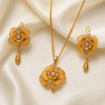 21 Carat Gold Floral Tassel Jewelry Set for Women