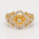 21 carat Royal Sunburst Filigree Cocktail Ring – Dual Tone Finish
