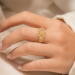21 carat Royal Sunburst Filigree Cocktail Ring – Dual Tone Finish - Image 2