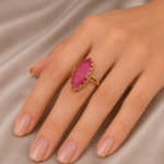 21 Carat Pink Marquise Stone Gold Ring for Women - Image 2
