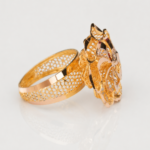 21 Carat Gold Round Floral Openwork Ring with Two-Tone Dome Design