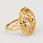 21 Carat Gold Round Floral Openwork Ring for Women