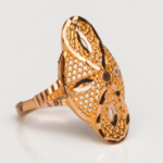 21 Carat Gold Oval Openwork Statement Ring with Two-Tone Detailing