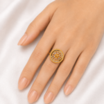 21 Carat Gold Round Floral Openwork Ring for Women - Image 2