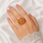 21 Carat Gold  Ring with Two-Tone Petal Design - Image 2