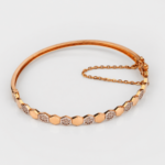 21 carat Gold-Tone Hexagon Stone Accent Bangle Bracelet with Safety Chain