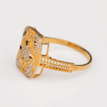 21 Carat Gold Square Floral Filigree Ring for Women