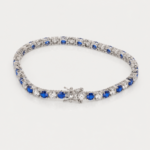 21 Carat Silver-Tone Blue Stone Tennis Bracelet with Crystal Accents