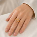 21 Carat Gold Square Floral Filigree Ring for Women - Image 2