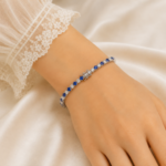 21 Carat Silver-Tone Blue Stone Tennis Bracelet with Crystal Accents - Image 2