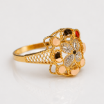 21 Carat Gold Floral Cluster Ring with White Stone Center for Women