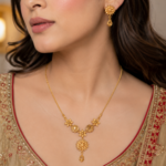 21 Carat Gold-Tone Floral Pendant Necklace Set with Earrings  Jewellery - Image 2