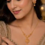 21 Carat Gold-Tone Floral Pendant Necklace Set with Matching Earrings - Image 2