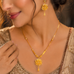 21 Carat Gold-Tone Rose Pendant Necklace Set with Matching Earrings - Image 2