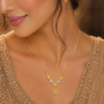 21 Carat Gold-Tone Floral Pendant Necklace Set with Matching Earrings - Image 2