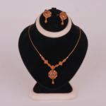 21 Carat Gold-Tone Floral Medallion Necklace Set with Matching Earrings