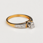 Gold Diamond Ring with White Stone Accents for Women