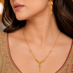 21 Carat Gold-Tone Chain Necklace Set with Drop Pendant and Earrings Jewellery - Image 2