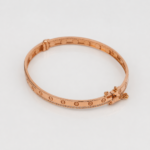 21 carat Gold-Tone Heart Stone Openwork Bangle Bracelet