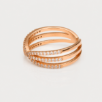 21 Carat Gold Women's Multi-Band Ring with White Stone Pave Setting