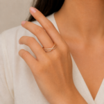 21 Carat Gold Women's Multi-Band Ring with White Stone Pave Setting - Image 2