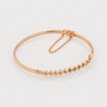 21 carat Gold-Tone Geometric Bead Bangle Bracelet with Safety Chain