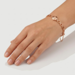 21K Gold Diamond Link Bracelet with Hexagon Motif - Image 2