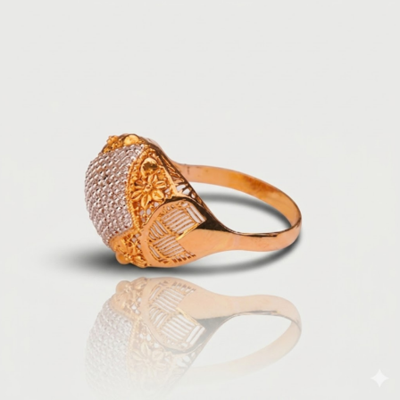 gold website images (6) 21 Carat Gold Textured Oval Filigree Ring - Image 1